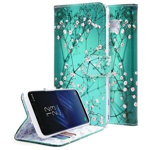 Samsung Galaxy S7 Edge Case PU Leather Folio Magnetic Wallet Slots Plum Blossom